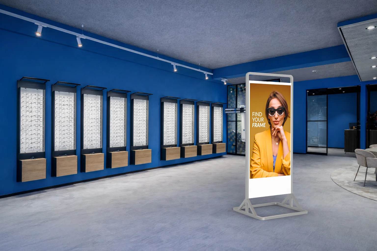 Doppelseitiges Display im Showroom