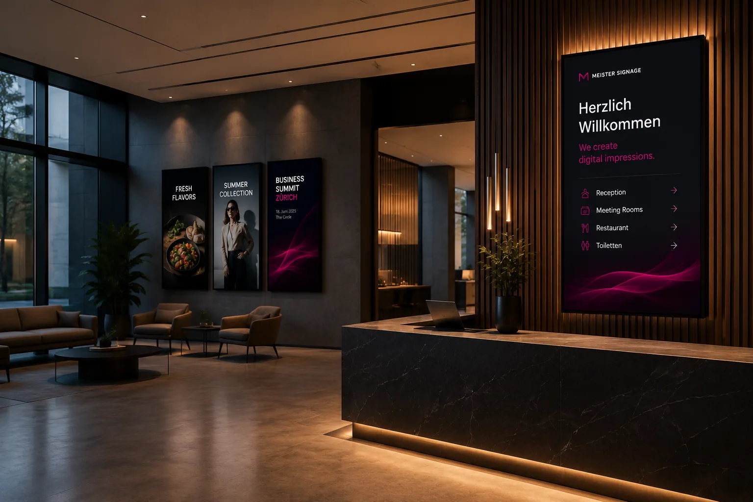 Digital Signage Displays – das passende für jeden Einsatz. – Übersicht der Digital-Signage-Lösungen von Meister Signage